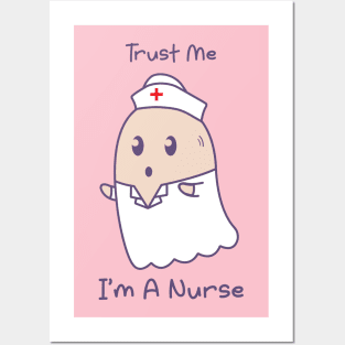 Halloween Cute Ghost Nurse Posters and Art